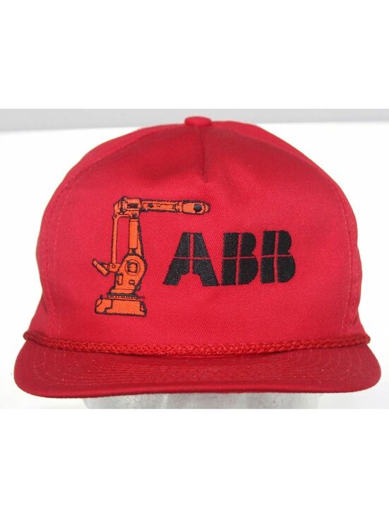Vintage ABB Technology Power Robotics Company Snapback Cap Red Hat NWOT 70s 80s